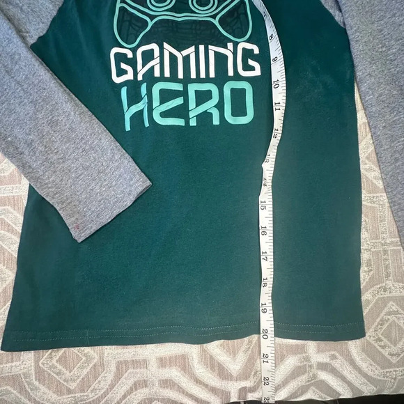 Children's Place Boys‎ Long Sleeve Shirt Gray/green  Graphic size s 5/6 set of 2 - Picture 7 of 12